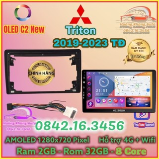 Màn hình Android OLED C2 New theo xe Triton 2020 - 2023, ĐH Tự động 9 inch Kèm dưỡng và jack nguồn zin theo xe