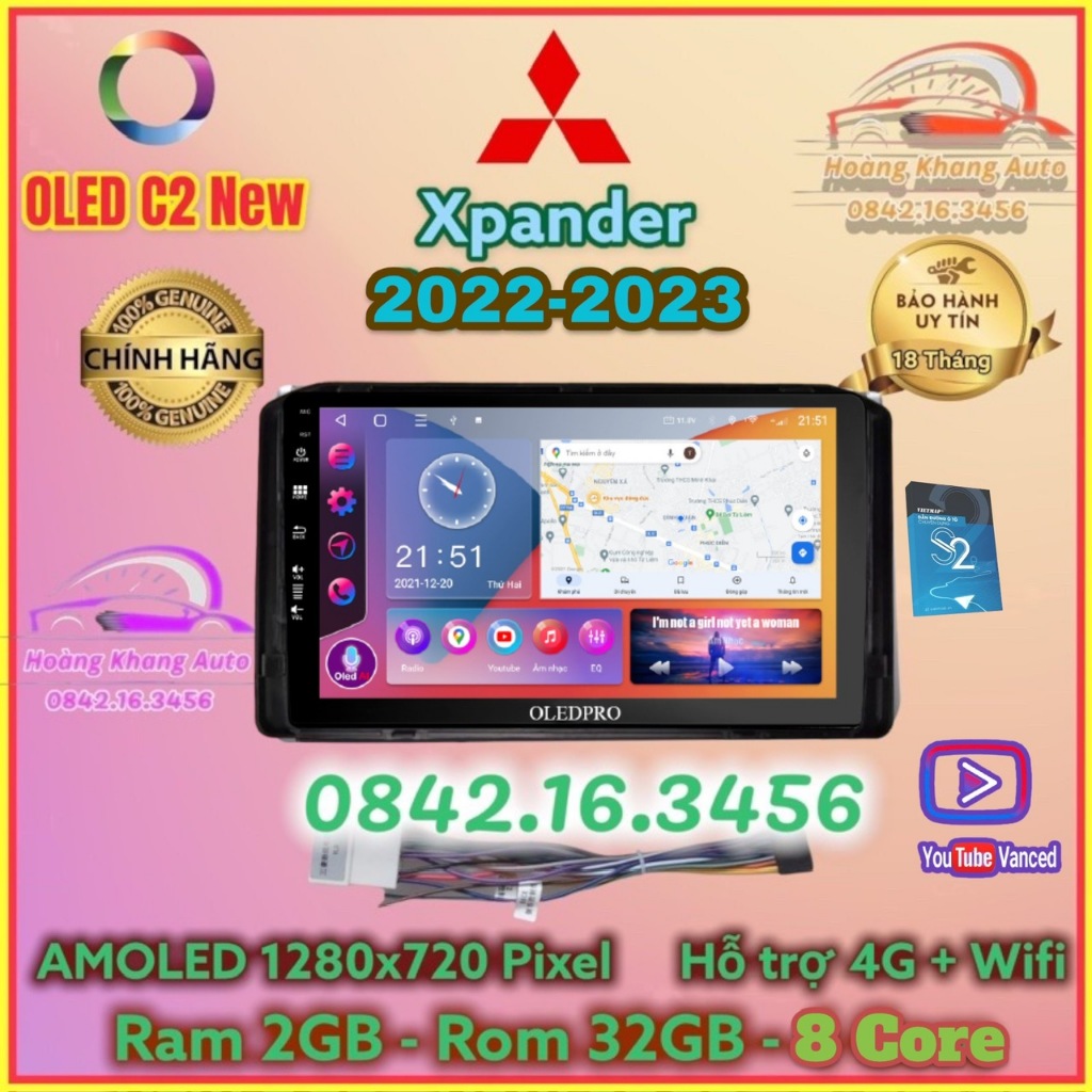 Màn hình Android OLED C2 New theo xe Xpander 2022 - 2023, 10 inch kèm dưỡng và jack nguồn zin