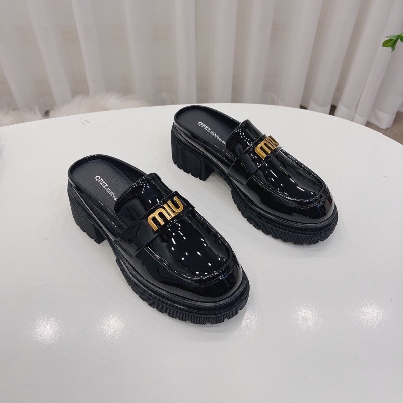 GIÀY SỤC MŨI TRÒN DA BÓNG KHÓA  miu GÓT 6CM HÀNG QUẢNG CHÂU CAO CẤP