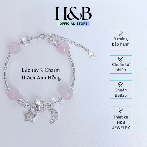 Lắc tay may mắn Thạch Anh Hồng bạc S925 H&B Jerwelry Bạc S925
