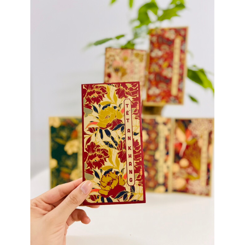 Bao lì xì Tết 2024 Combo 10 chiếc lì xì Hoa Lá 4 Mùa, bao lì xì giấy C150 cán mờ siêu đẹp Moho Store