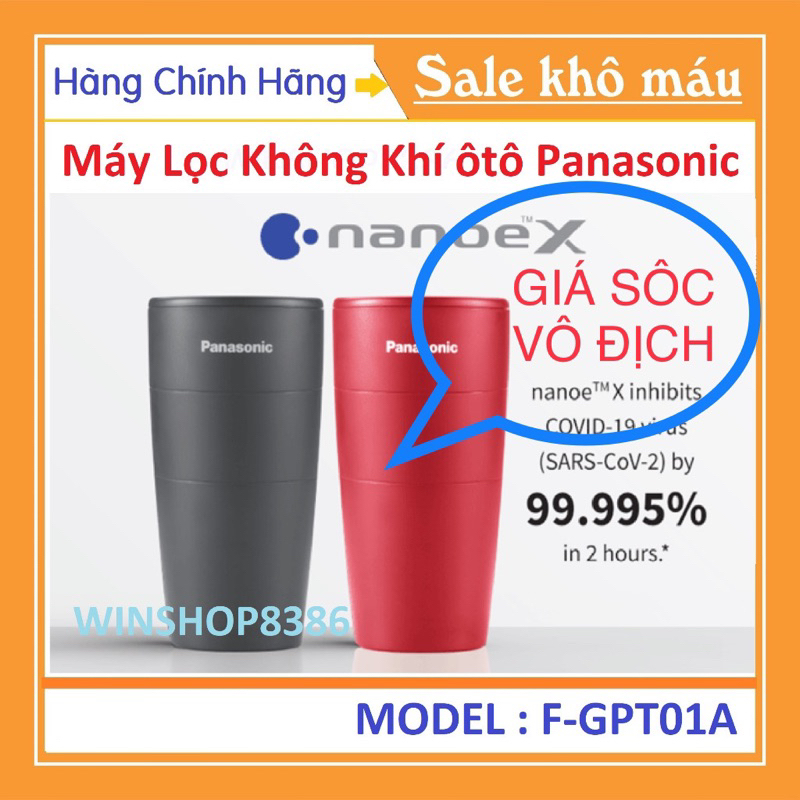 Máy lọc không khí ô tô Panasonic F-GPT01A - 100% Hàng Chính Hãng,Công nghệ lọc Nanoe™️ X