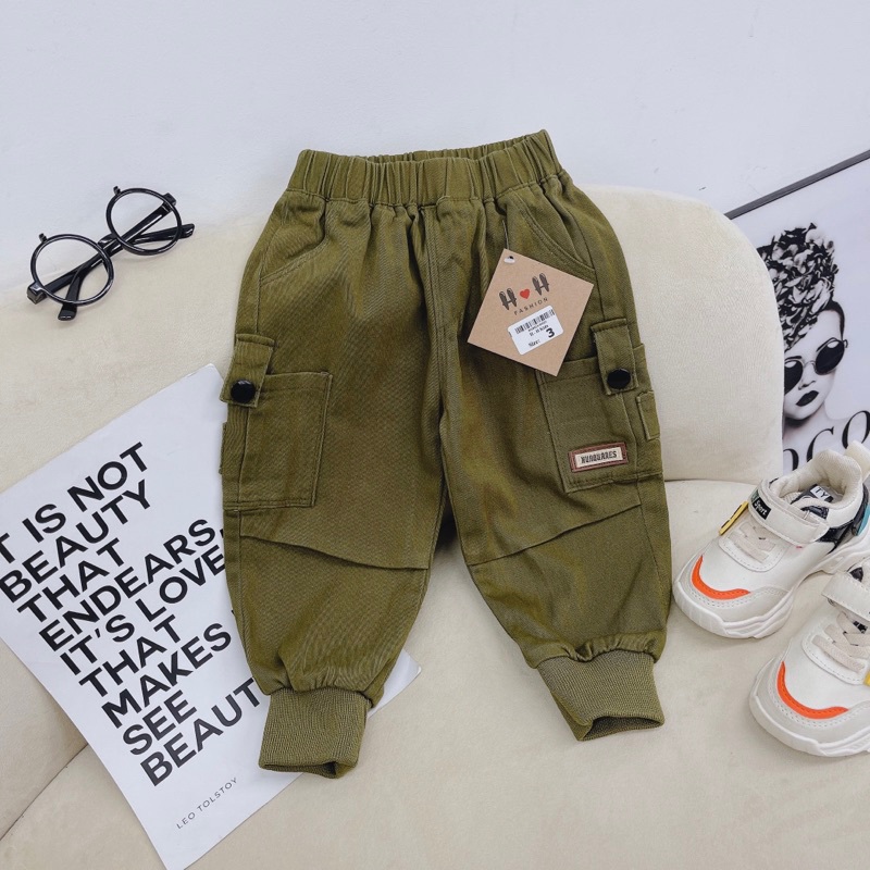 Quần kaki dài túi hộp giáng jogger cho bé trai