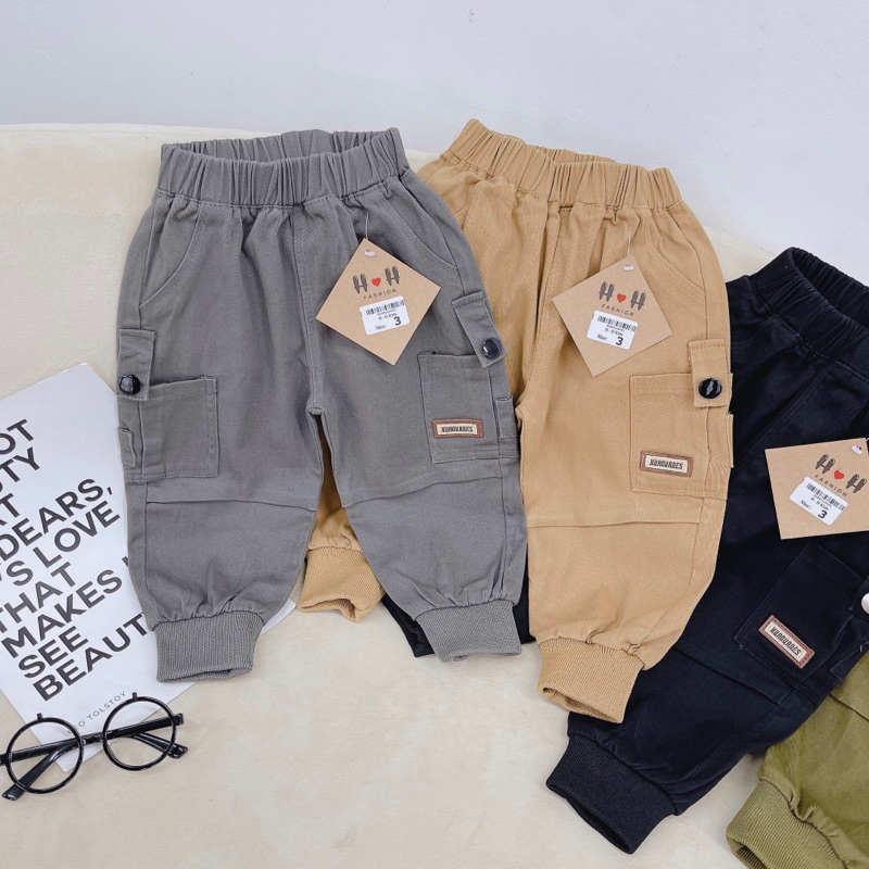 Quần kaki dài túi hộp giáng jogger cho bé trai