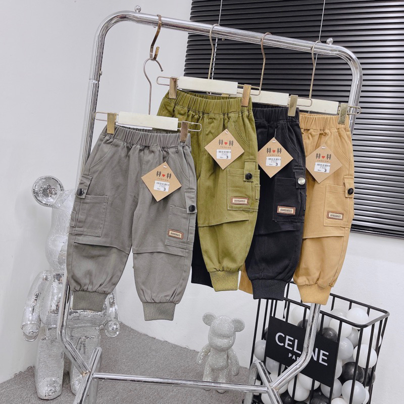 Quần kaki dài túi hộp giáng jogger cho bé trai