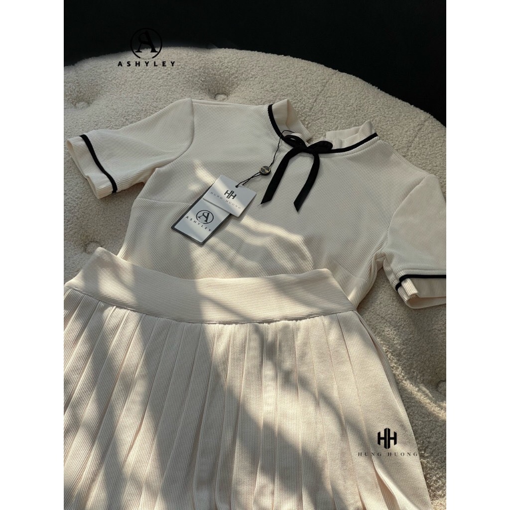 Set áo nơ mix chân váy xếp ly, set áo thun len cộc tay kèm chân váy tennis ♥️ 𝐌𝐀𝐂𝐈 𝐒𝐄𝐓 - 𝐀𝐒𝐇𝐘𝐋𝐄𝐘 ♥️ LOẠI 1