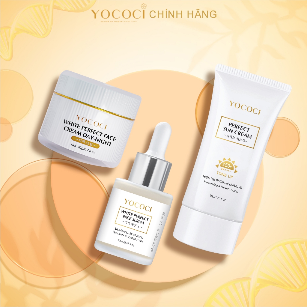 Bộ 3 Sản Phẩm YOCOCI Dưỡng Ẩm, Chống Lão Hóa Gồm Kem Chống Nắng, Kem Face & Serum