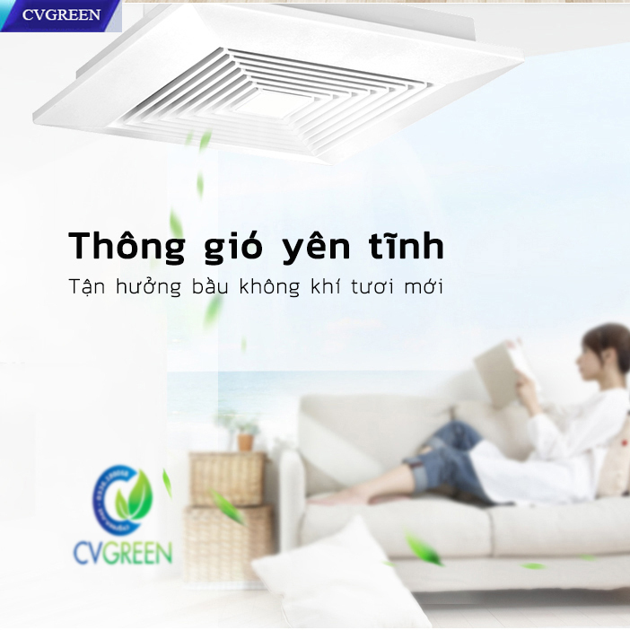 Quạt hút âm trần 220v CVGREEN 10 inch (Tặng 1m ống hút) Quạt thông gió/Quạt hút mùi nhà vệ sinh /Bảo hành 2 năm