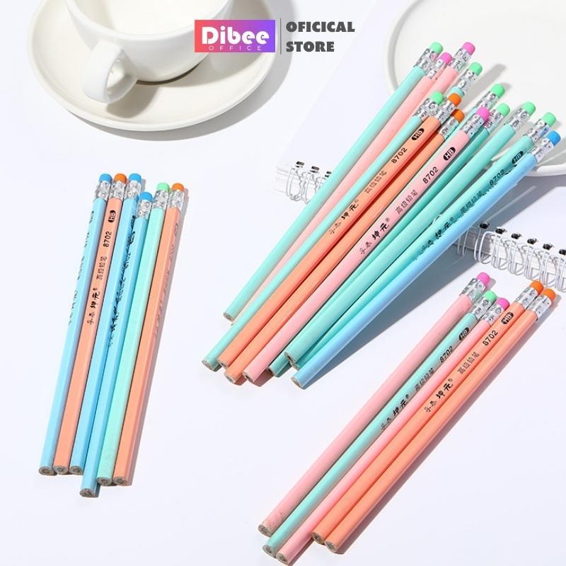 Bút chì HB DiBee thân gỗ hình tam giác kèm tẩy nhiều màu B34