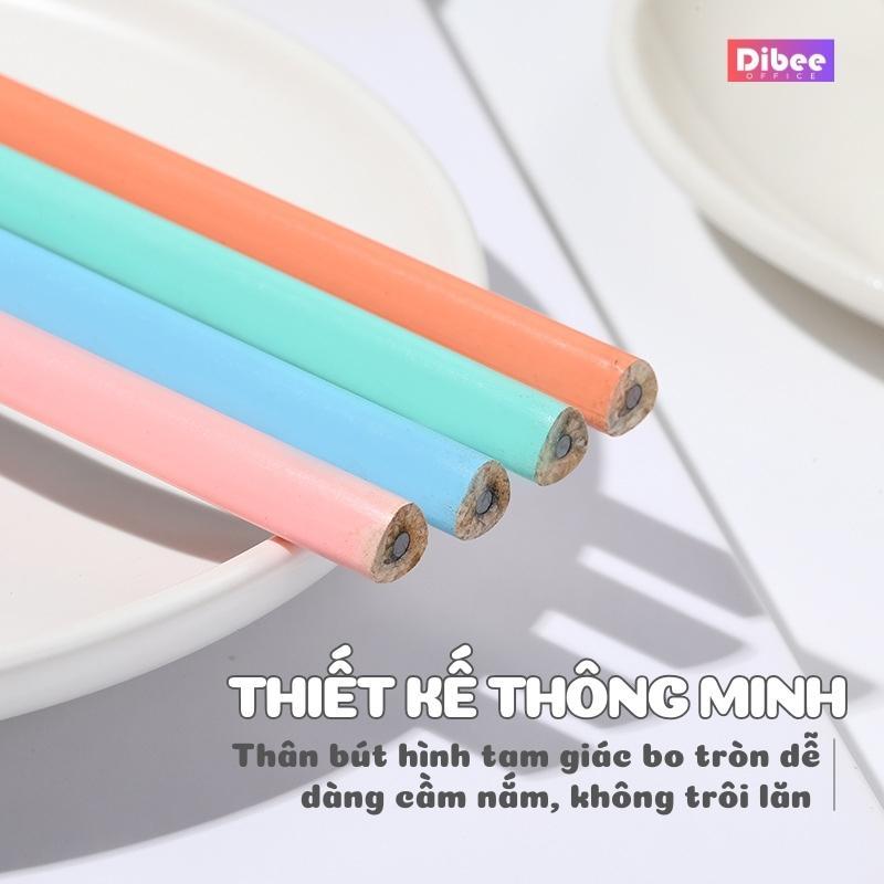 Bút chì HB DiBee thân gỗ hình tam giác kèm tẩy nhiều màu B34