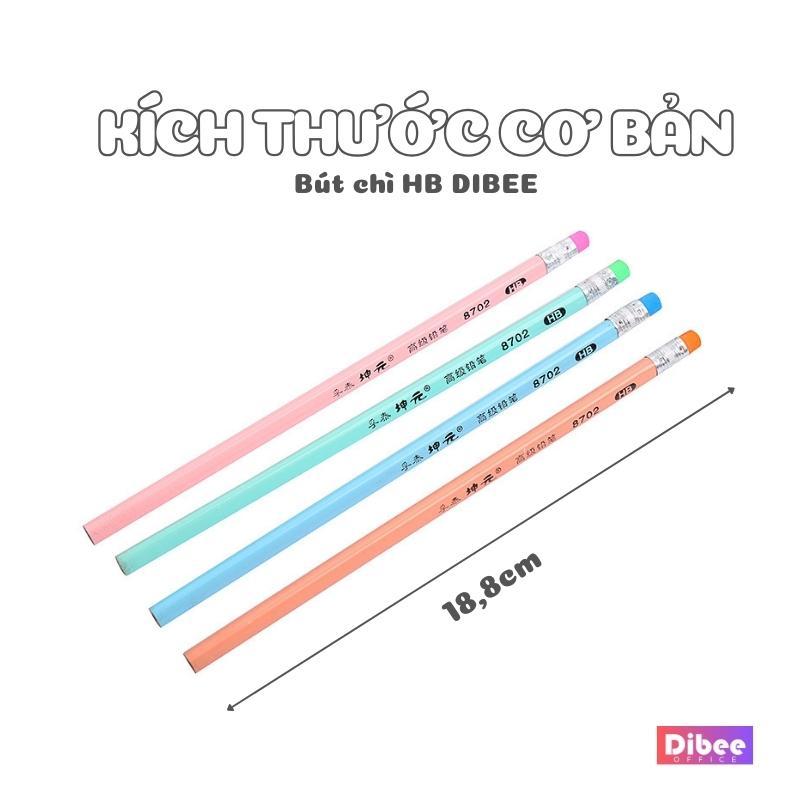 Bút chì HB DiBee thân gỗ hình tam giác kèm tẩy nhiều màu B34