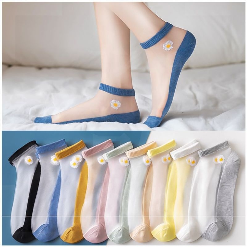 Set 10 Đôi Tất Hoa Cúc Ren Kính