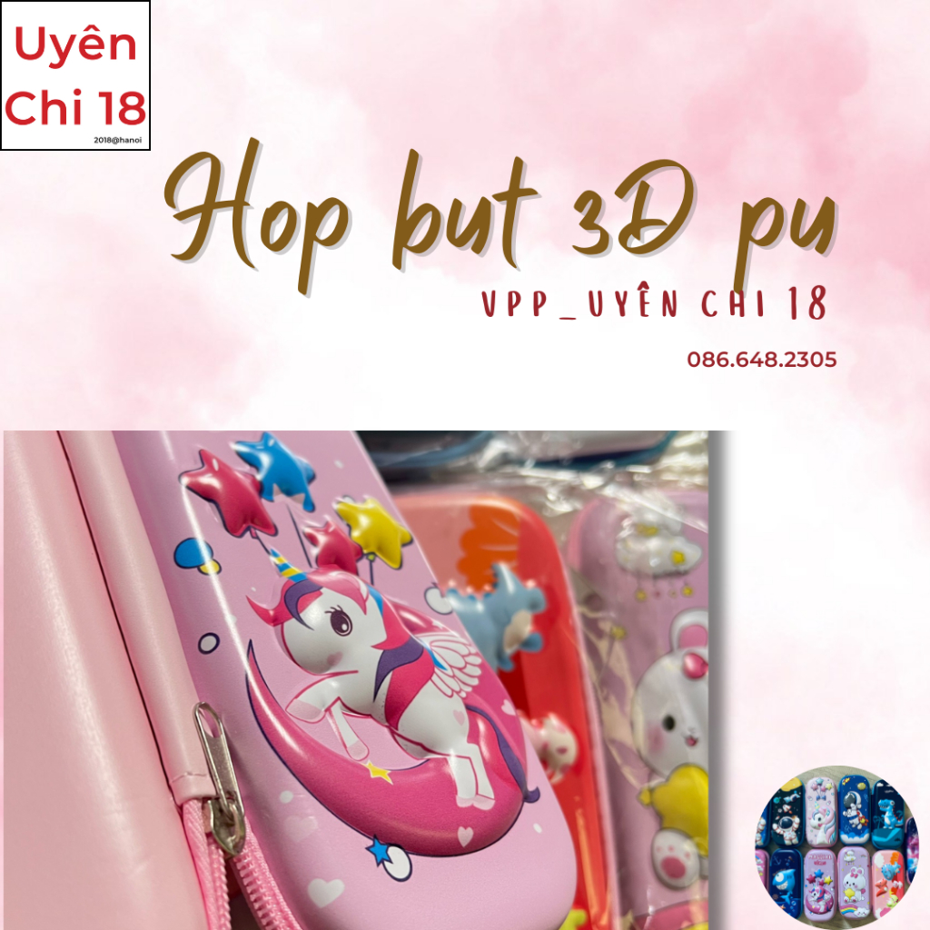 Hộp bút 3D nổi eva da PU siêu cute cho bé trai, bé gái chống nước, dễ lau chùi HỘP BÚT 3D DAPU