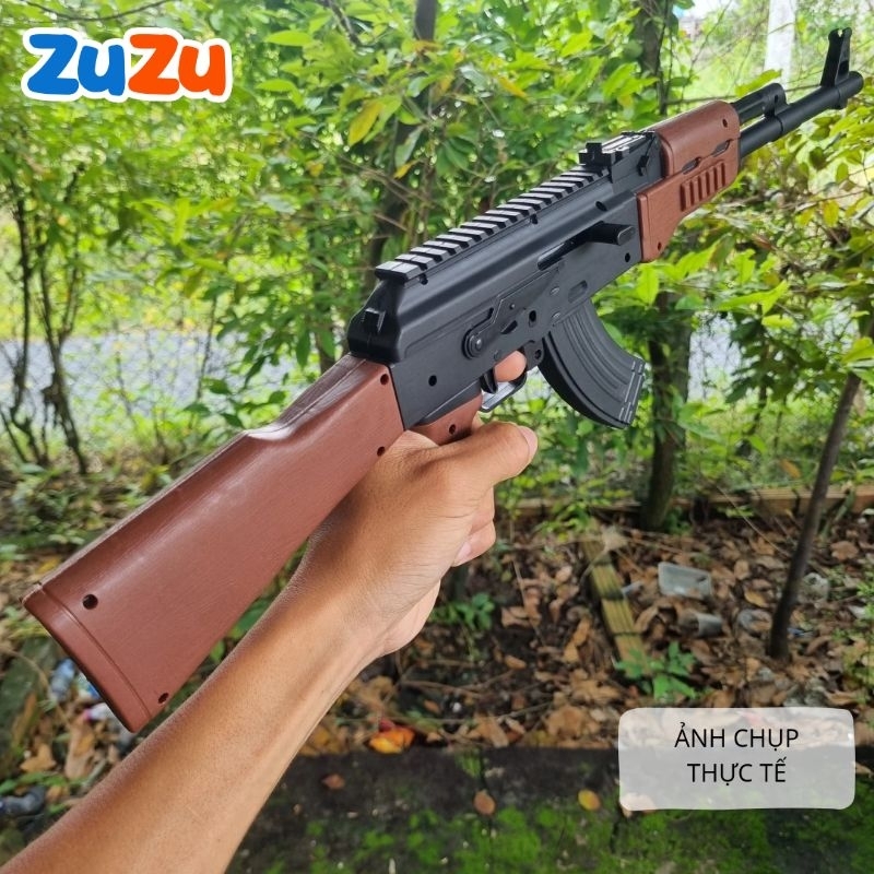 Sung AK47 đồ chơi nhựa cho bé ZuZu, Sung AK 47 bắn đạn nở