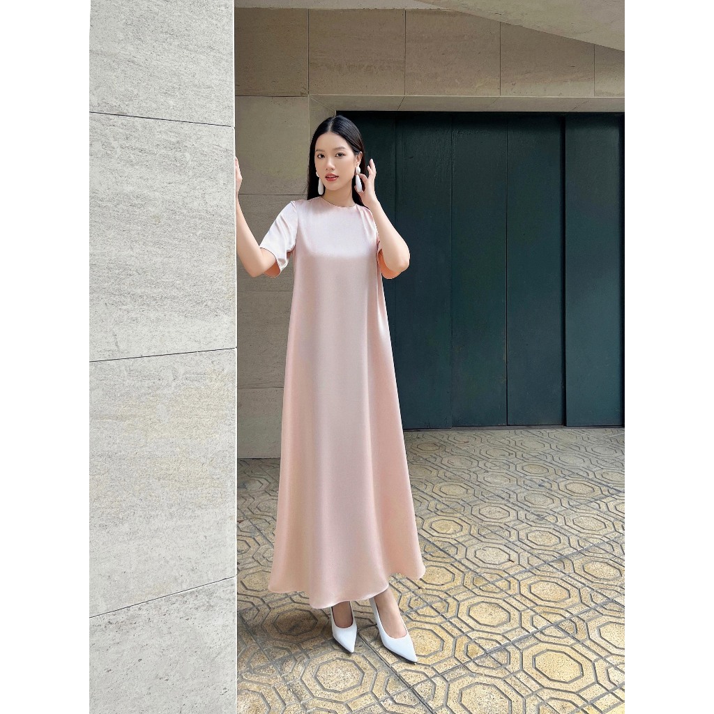 Đầm lụa trơn Mauve T-shirt silk dress