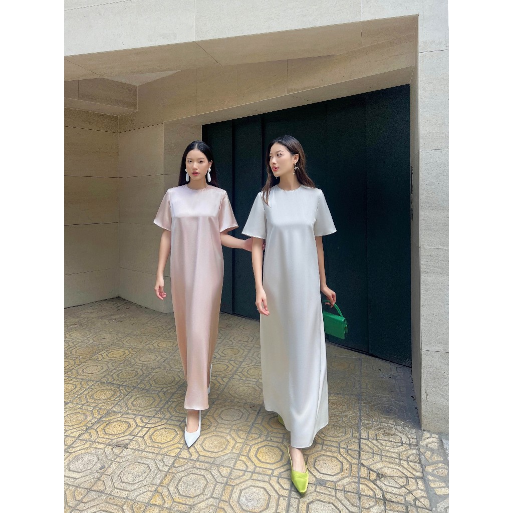 Đầm lụa trơn Mauve T-shirt silk dress