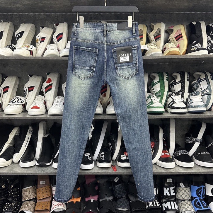 Quần jean nam dài xanh xanh rách VÁ DA đẹp mẫu mới,chất vải dày dặn co giãn tốt