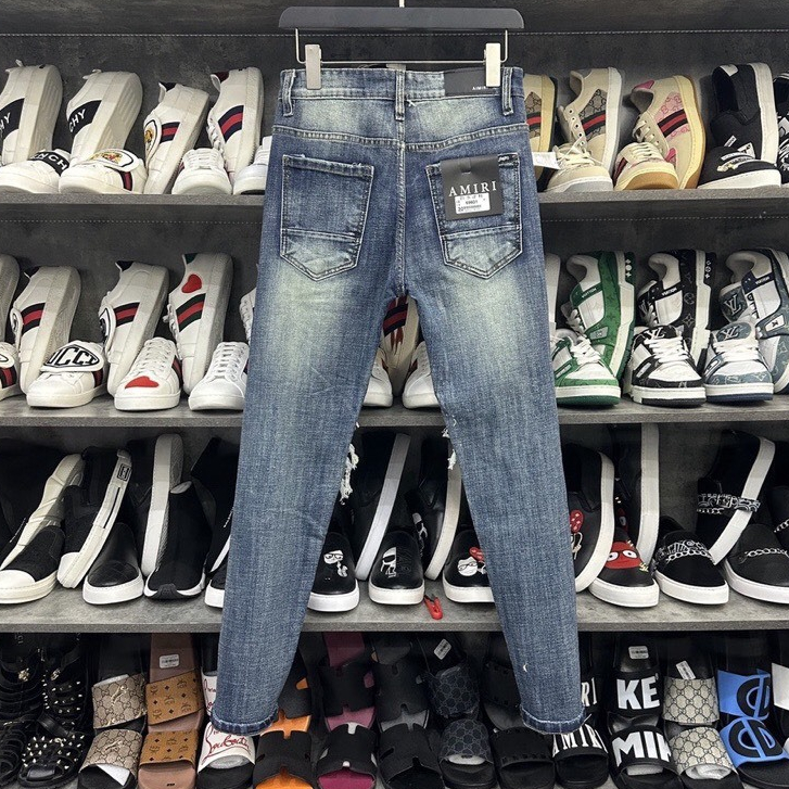 Quần jean nam dài xanh xanh rách VÁ DA đẹp mẫu mới,chất vải dày dặn co giãn tốt