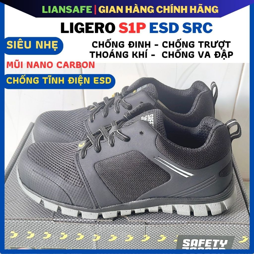 Giày bảo hộ lao động nam Jogger Ligero S1P ESD cao cấp siêu nhẹ thời trang thể thao công trình chống đinh