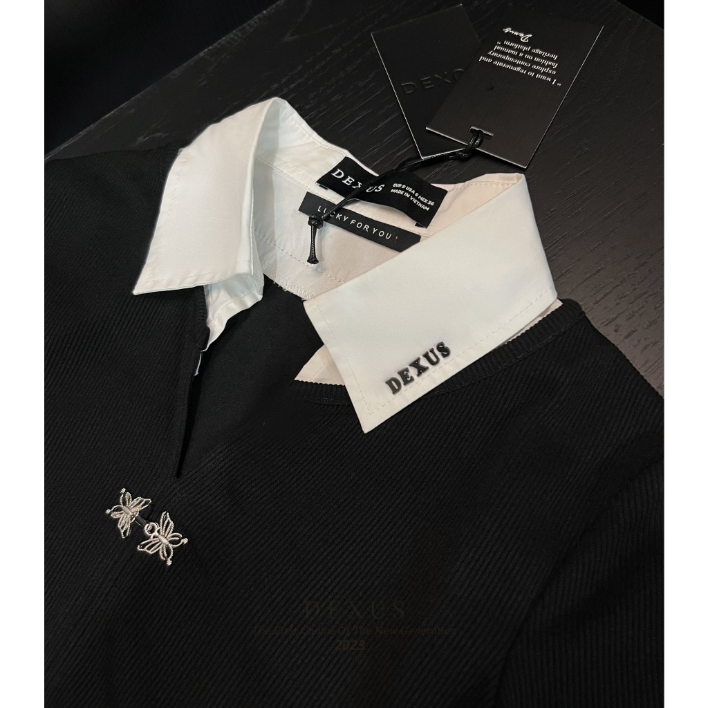 Áo Tăm Body Phối Cổ Sơ Mi  𝐃𝐗 𝐃𝐄𝐗𝐔𝐒 Cúc Thêu Độc Đáo Hot Trend Thu Đông Hot Nhất _A120308