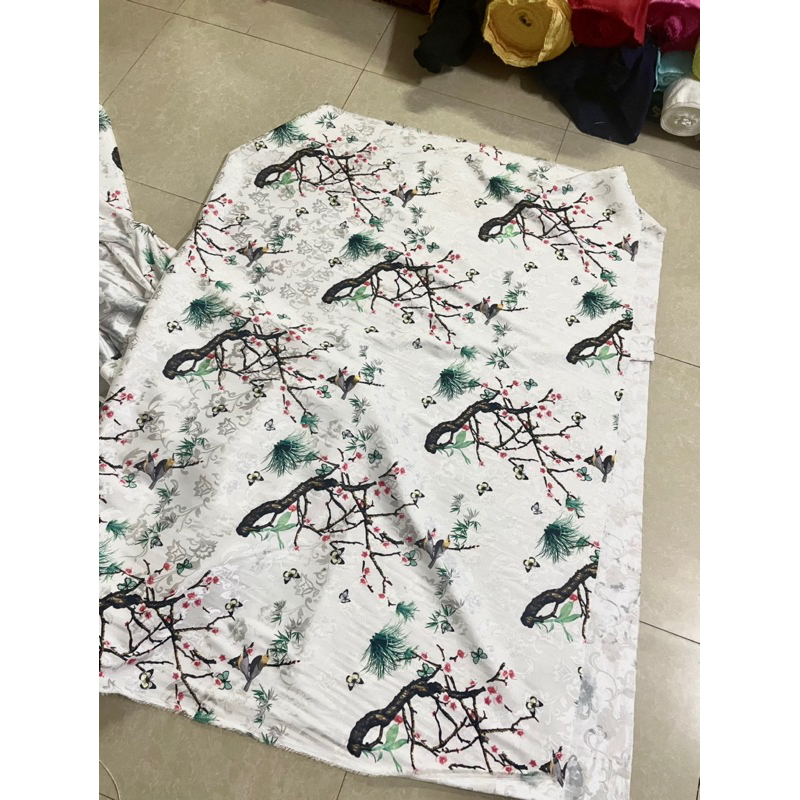 Vải gấm cành đào- khổ vải rộng 150cm- may áo dài - áo dài cách tân- áo hầu