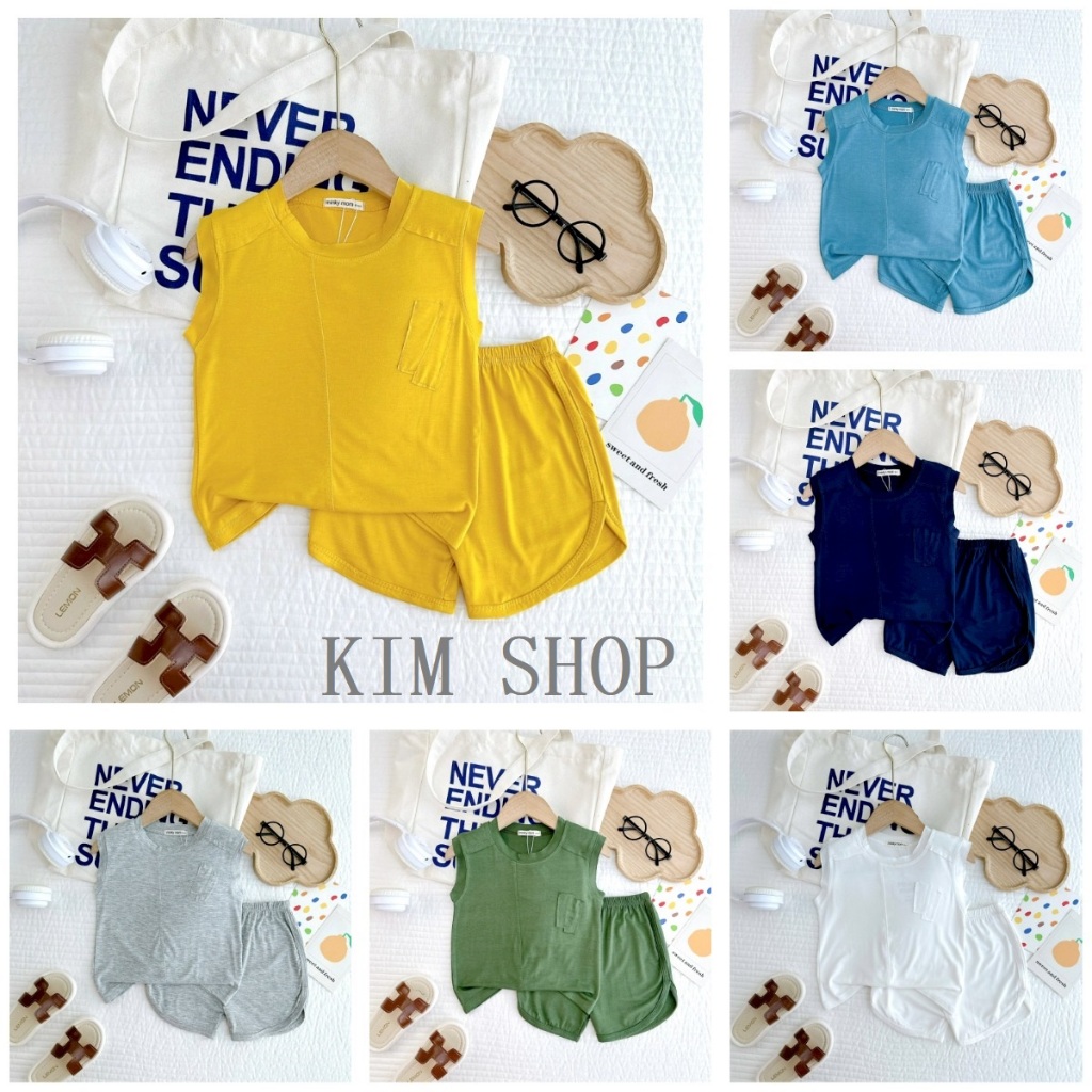 Bộ sát nách trơn basic (10-28kg) MinkyMom, vải thun lạnh mềm mịn mát cho bé yêu