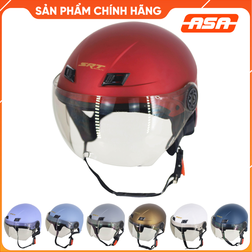 Mũ bảo hiểm 1/2 có kính SRT tem A30 cao cấp - Kính chống tia UV, Chính hãng SRT