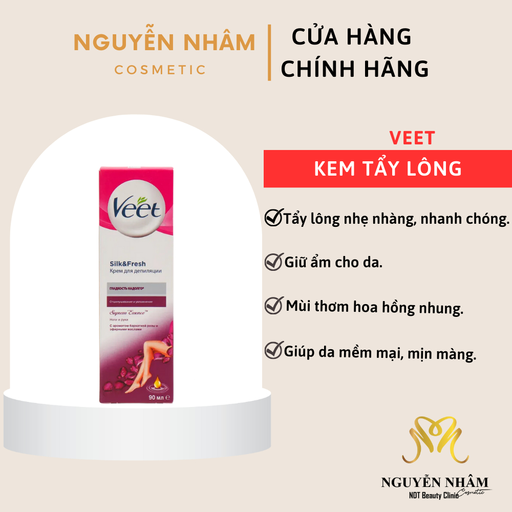 Kem Tẩy lông VEET Hương Hoa Hồng Nhung và Tinh Dầu 90 ml