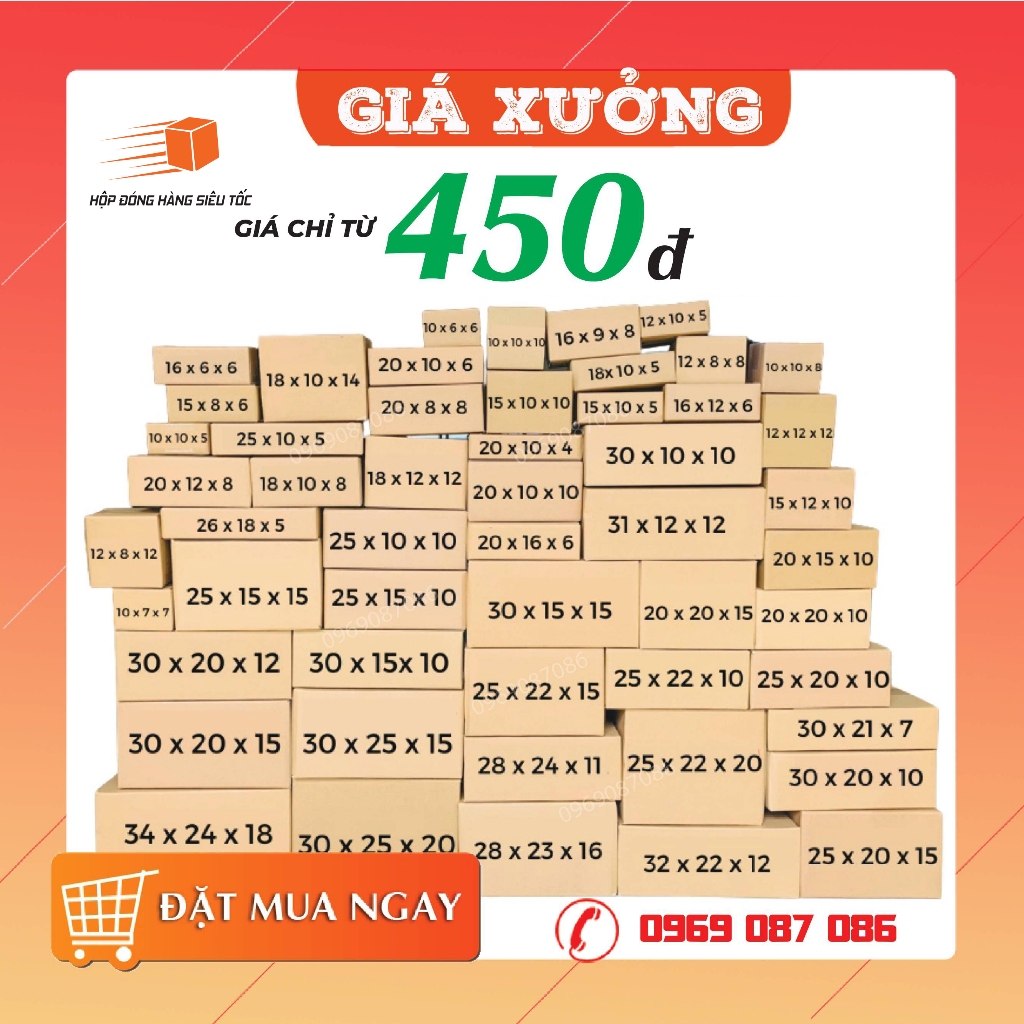 Combo 10 hộp carton đóng hàng size nhỏ giá rẻ