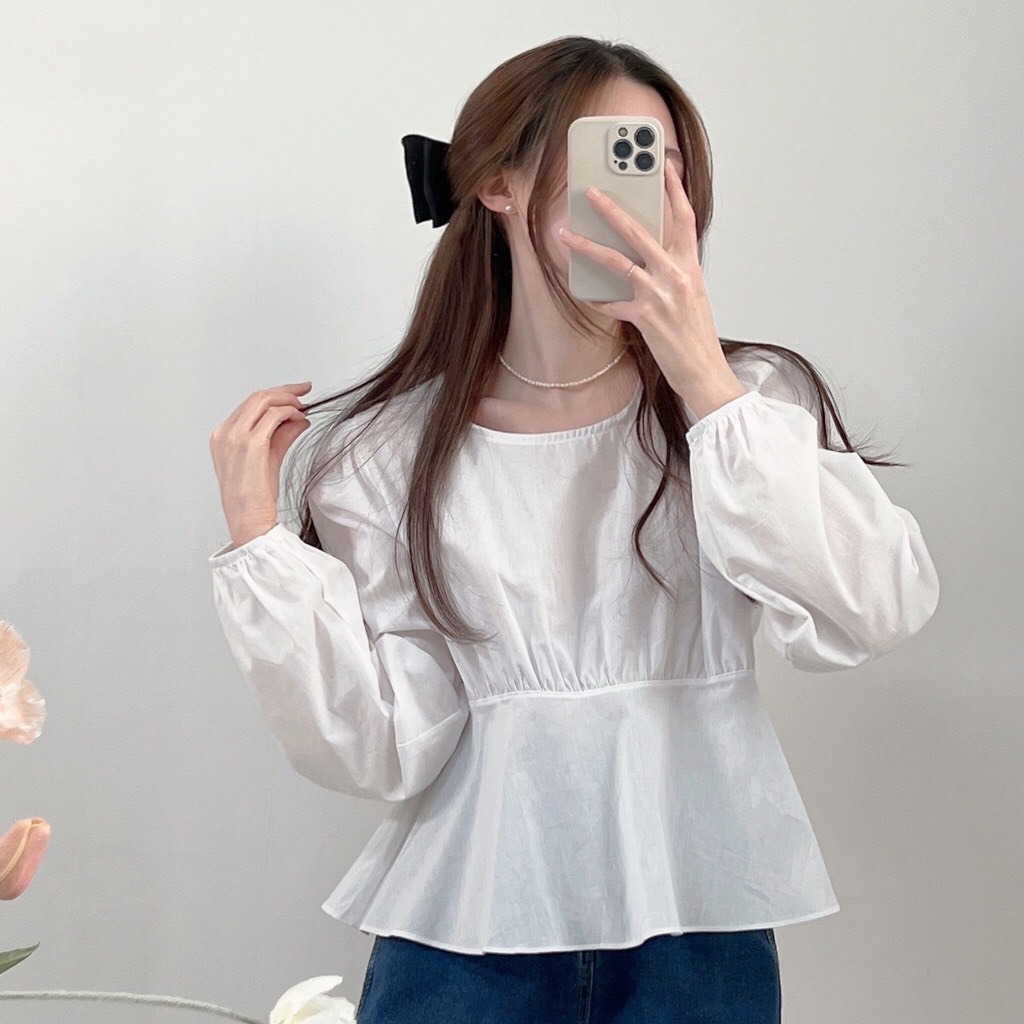 Áo babydoll, áo sơ mi babydoll nữ dáng rộng dài tay