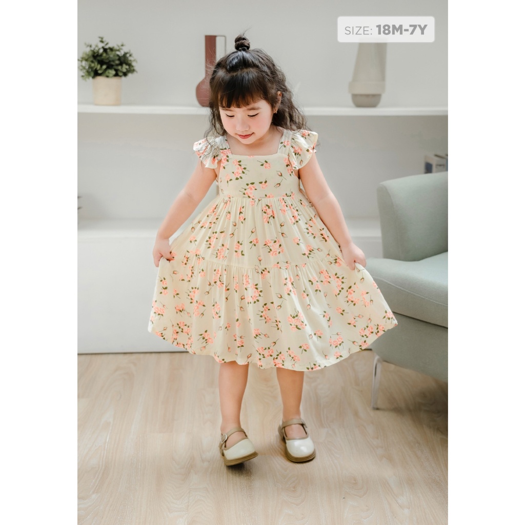 Váy bé gái công chúa, đầm cánh tiên nhún cho bé từ 1 - 7 tuổi, váy kate bé gái Baa Baby- B-GT-AD56C-01