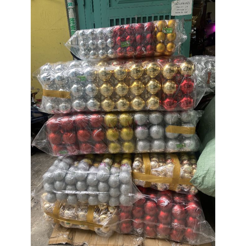 Châu bóng trang trí noel 6cm- 8cm -10cm trang trí cây thông noel