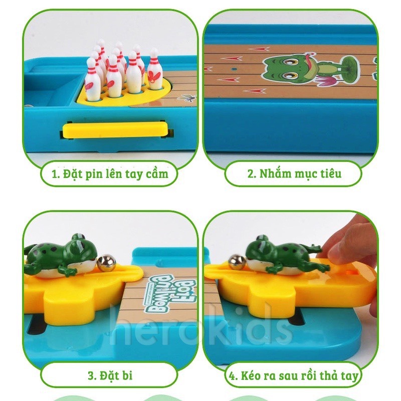 Bộ đồ chơi trẻ em MiNi Bowling rùa bao gồm 1 bàn 10 pin và 2 bóng