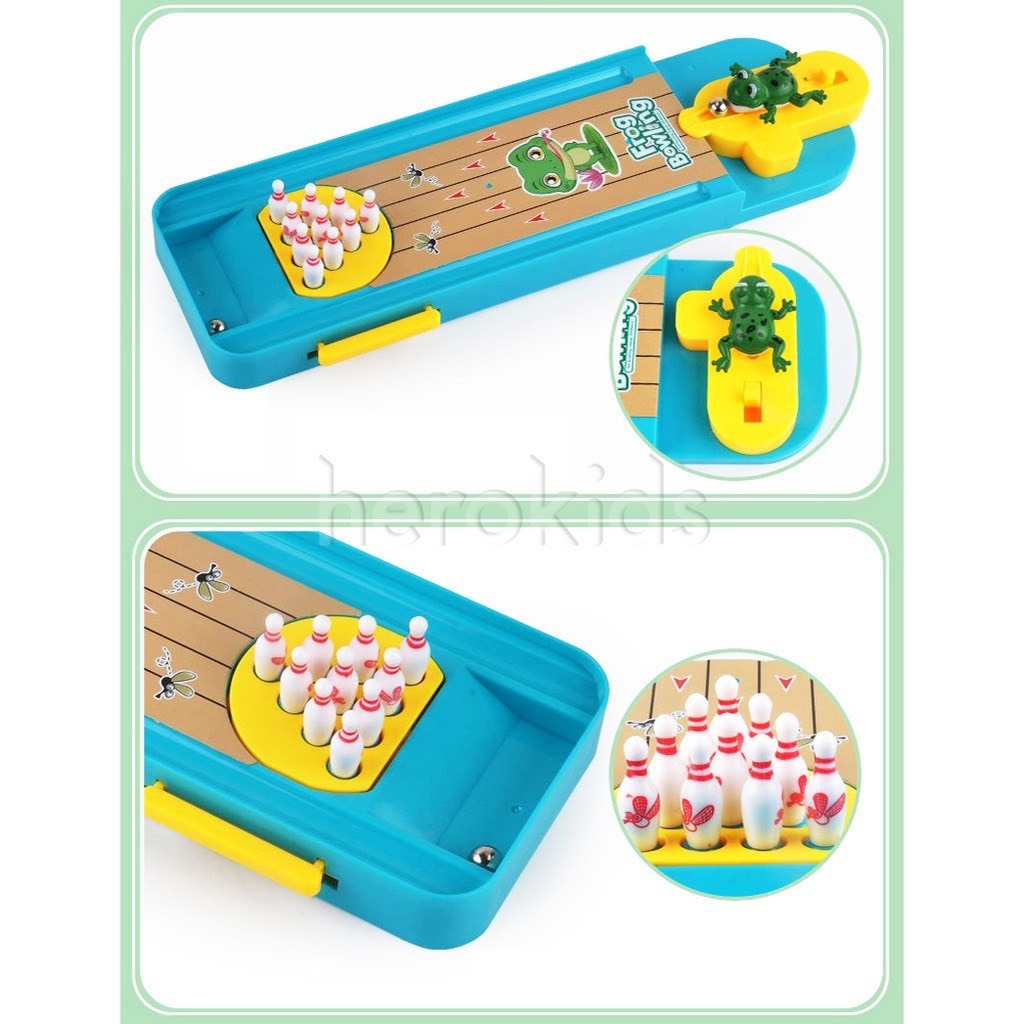 Bộ đồ chơi trẻ em MiNi Bowling rùa bao gồm 1 bàn 10 pin và 2 bóng