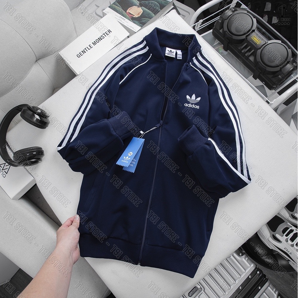 Áo Khoác Bomber SST ADIDAS Thêu Chữ Chất Poly Co Giãn 4C