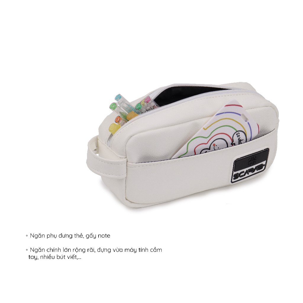 SCARAB WHITE HERITAGE PENCIL CASE - BÓP VIẾT DA SIMILI CAO CẤP