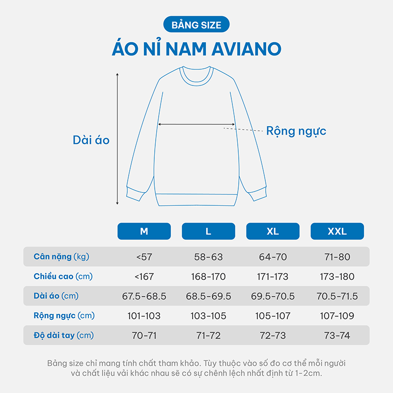 Áo Sweater AVIANO Form Basic, Áo Nỉ Nam Dài Tay Kiểu Dáng Thời Trang