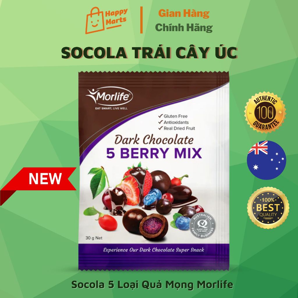 Socola 5 Loại Quả Mọng Morlife 30g - Chocolate 5 Loại Quả Mọng Úc