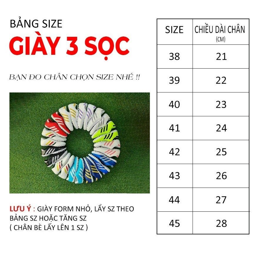 Giày Đá Bóng 3 Sọc Wika Nam Nữ, Giày Ba Sọc Bóng Đá Chính Hãng Phù Hợp Với Sân Cỏ Nhân Tạo