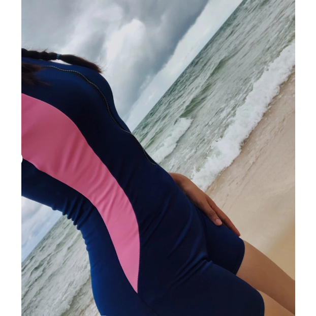 Bikini 1 mảnh áo tắm liền thân đi biển tay ngắn khóa kéo che khuyết điểm đồ bơi nữ kín đáo VAKOMA TT95