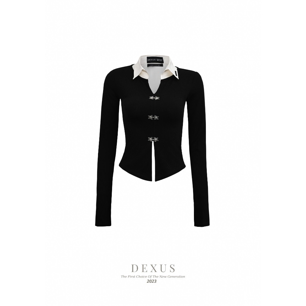 Áo Tăm Body Phối Cổ Sơ Mi  𝐃𝐗 𝐃𝐄𝐗𝐔𝐒 Cúc Thêu Độc Đáo Hot Trend Thu Đông Hot Nhất _A120308