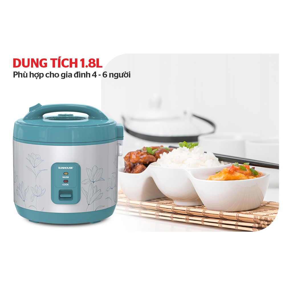 Nồi cơm điện 1.8L SUNHOUSE SHD8605 - Bảo hành chính hãng 12 tháng