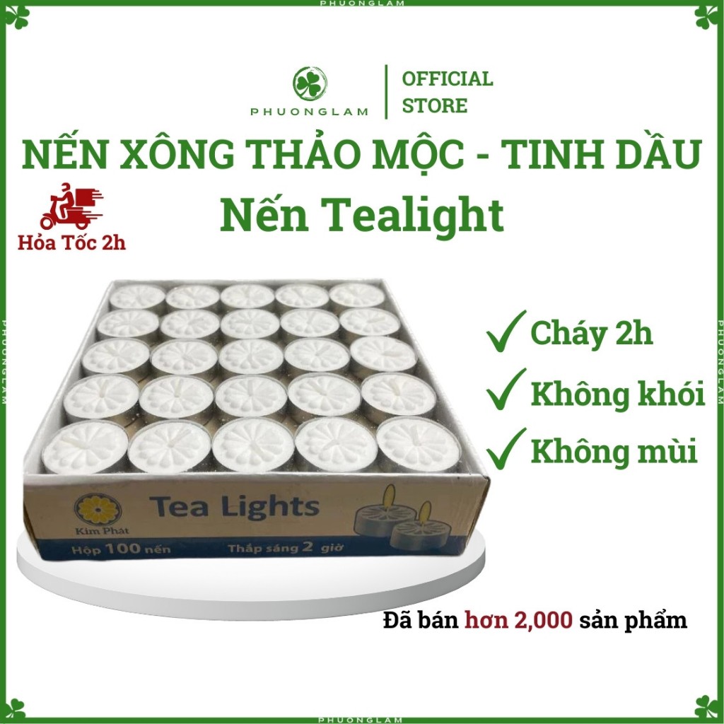 Nến tealight nhỏ đốt đèn xông tinh dầu, đèn cầy viên tròn màu trắng vàng đỏ trang trí 100 viên