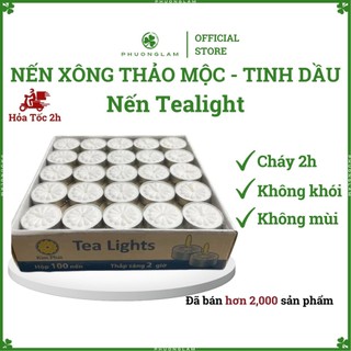 Nến tealight nhỏ đốt đèn xông tinh dầu, đèn cầy viên tròn màu trắng vàng đỏ trang trí 100 viên