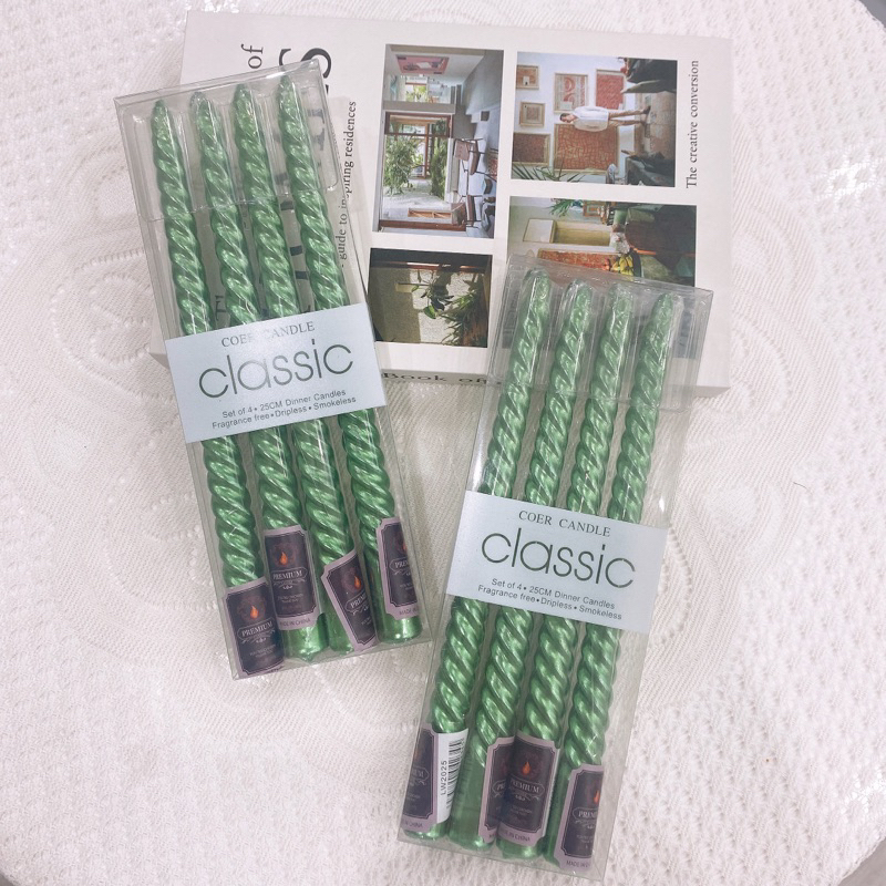 Nến Cây , Nến Sáp Xoắn Cao Cấp Phong Cách Vintage Thích Hợp Trang Trí Bàn Ăn , Trang Trí Tiệc Cưới , Giáng Sinh