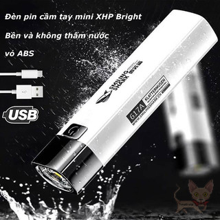 Nhỏ gọn siêu sáng đa năng 617a bền chống thấm nước vỏ abs 18650 usb sạc xhp bright đèn pin cầm tay mini