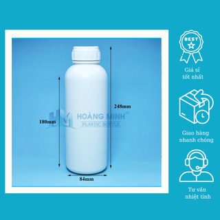Chai Nhựa HDPE Trắng Nắp Vặn KT 1000ml Loại dày