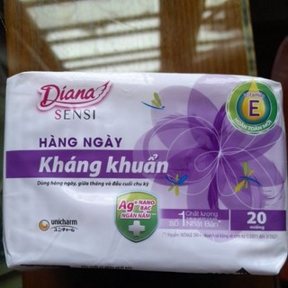 Băng vệ sinh Diana sensi hàng ngày kháng khuẩn - gói 20 miếng