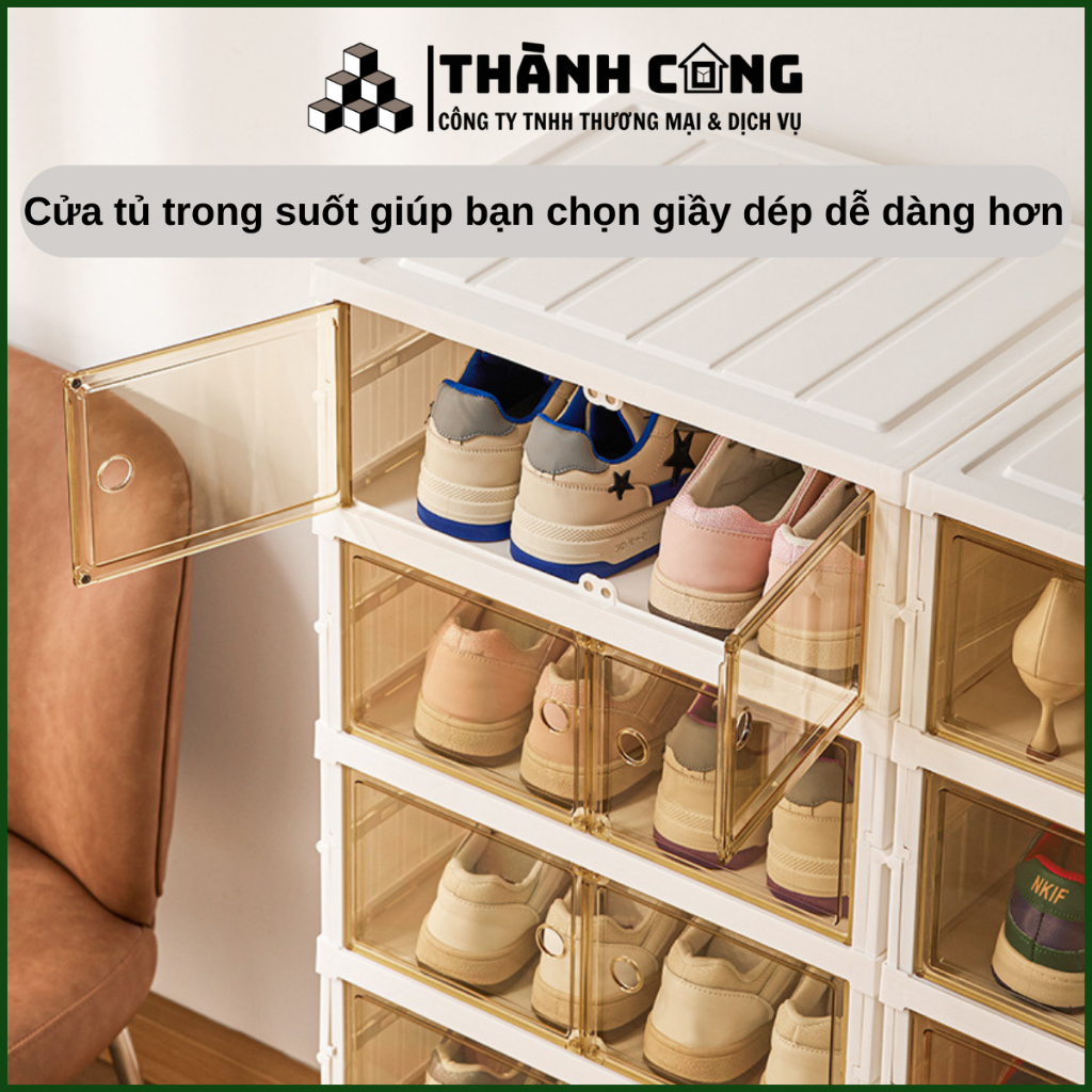 Tủ  đựng giày dép Thành Công  gấp gọn tiện lợi 18 ngăn đôi - 32 đôi + 4( boot) 9 tầng  9104-8-1G nhựa PET bảo hành 3 năm | BigBuy360 - bigbuy360.vn