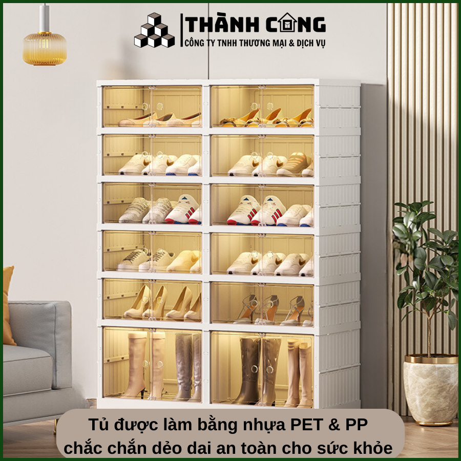 Tủ  đựng giày dép Thành Công  gấp gọn tiện lợi 18 ngăn đôi - 32 đôi + 4( boot) 9 tầng  9104-8-1G nhựa PET bảo hành 3 năm | BigBuy360 - bigbuy360.vn